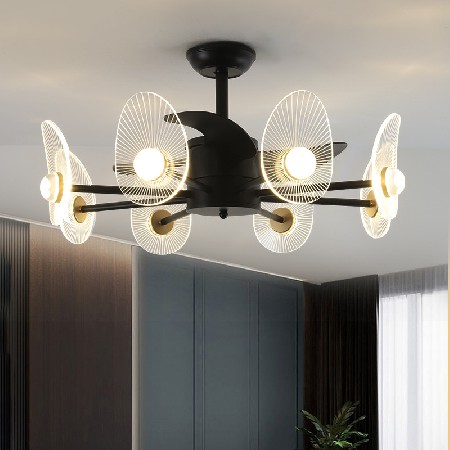 現(xiàn)貨北歐多頭led吊扇燈變頻大功率餐廳電扇燈客廳餐廳臥室風扇燈
