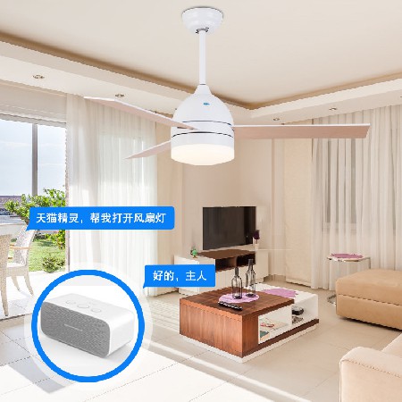 熱賣(mài)北歐現(xiàn)代客廳風(fēng)扇燈 跨境LED變頻遙控馬卡龍大風(fēng)力木葉吊扇燈